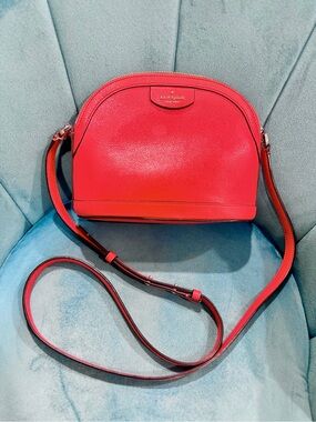 EUC - Kate Spade Sylvia Dome Crossbody Leather Bag - Coral / Stoplight